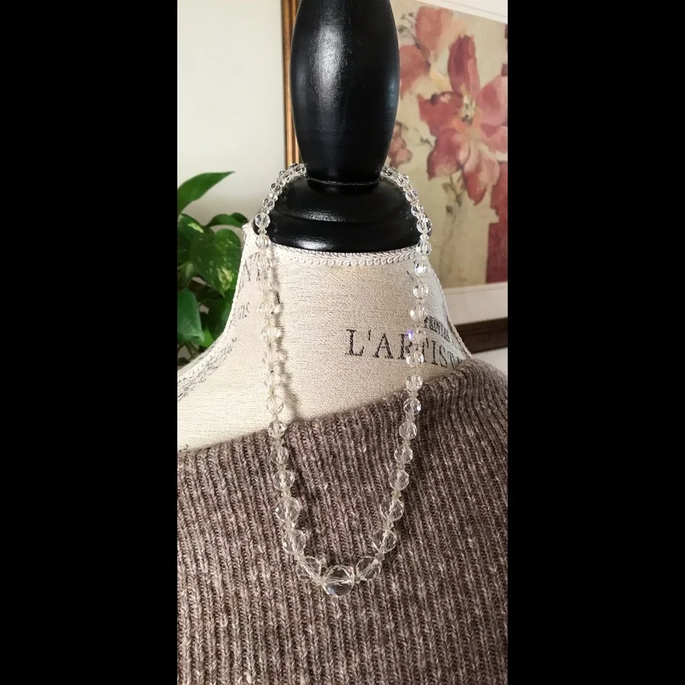 Suite of Four Antique Vintage Rock Crystal Varied Layering Necklaces